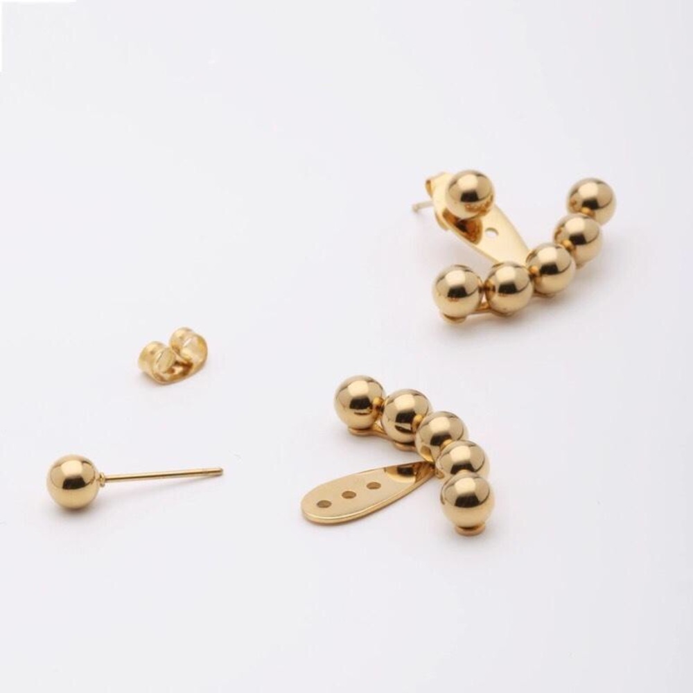 Mini Round Sphere Ear Jacket Earrings - image 3